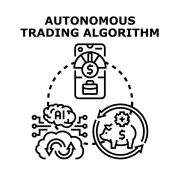 Autonomous trading algorithm operating digital financial investment Stock Illustration
