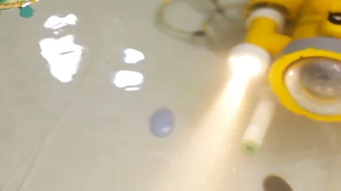 Autonomous underwater robot explorer with a video camera and built-in powerful l Stock Footage 80871588