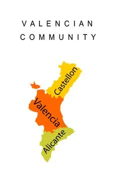 Autonomous Valencian community map vector silhouette illustration Stock-Illustration