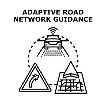 Autonomous vehicle adaptive road network guidance system concept Stock Illustration