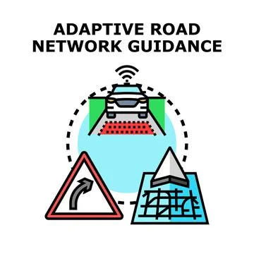 Autonomous vehicle adaptive road network guidance system concept Stock Illustration