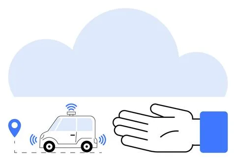 Autonomous Vehicle and Cloud Computing Integration for Modern Transportatio.. Illustrazione stock