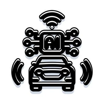 Autonomous vehicle with artificial intelligence and connectivity Stockillustratie