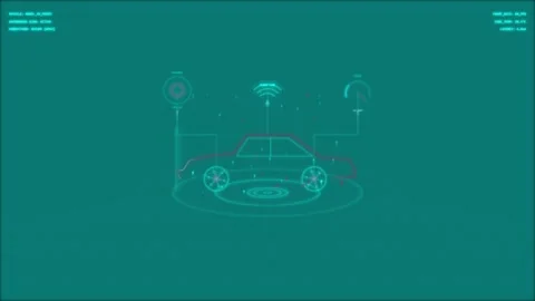 Autonomous vehicle car dashboard interface showing data connectivity in dig.. Vidéo 343558740
