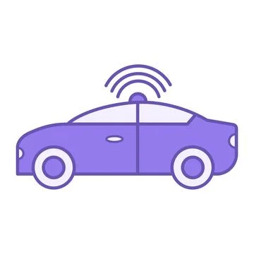Autonomous Vehicle Color Icon. Vector Illustration of an Unmanned Car. Tech.. Stock Illustration