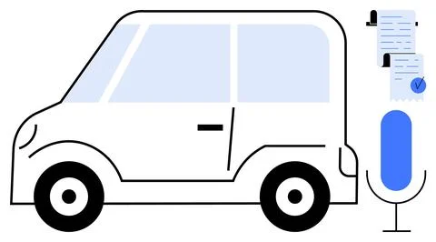 Autonomous Vehicle Control - Voice Command for Future Transportation Systems Illustrazione stock