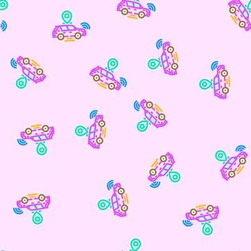 Autonomous vehicle industry 4 vector seamless pattern イラスト素材