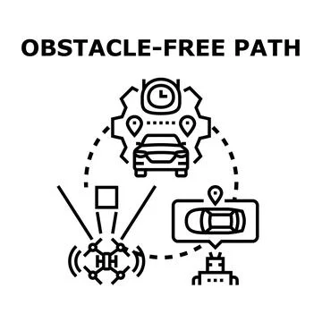 Autonomous vehicle navigating obstacle free path concept Иллюстрация