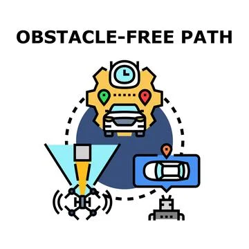 Autonomous vehicle navigating obstacle free path concept Stock Illustration