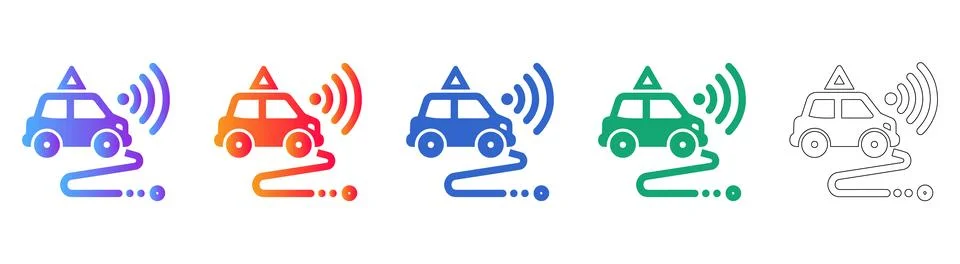 Autonomous Vehicle Navigation and Sensor Icon Set Illustrazione stock