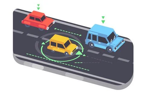 Autonomous Vehicle Navigation Stock Illustration