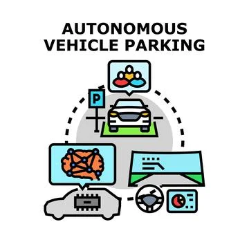 Autonomous vehicle parking smart technology future concept Stock Illustration