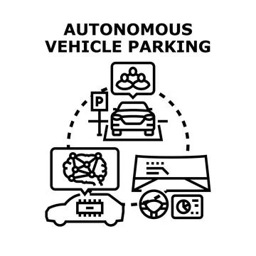 Autonomous vehicle parking smart technology future concept Stock Illustration