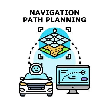Autonomous vehicle path planning and smart navigation systems Stock Illustration