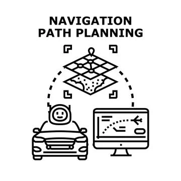 Autonomous vehicle path planning and smart navigation systems Stock Illustration