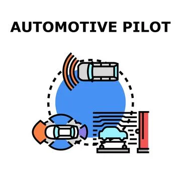 Autonomous vehicle pilot technology developing smart transportation systems Stock Illustration
