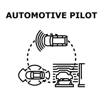Autonomous vehicle pilot technology developing smart transportation systems Stock Illustration