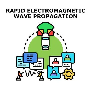 Autonomous vehicle receiving rapid electromagnetic wave propagation Stock Illustration