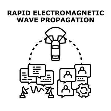 Autonomous vehicle receiving rapid electromagnetic wave propagation Stock Illustration
