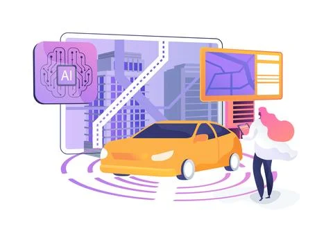 Autonomous Vehicle Simulation abstract concept vector illustration. Stock Illustration