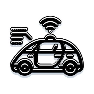 Autonomous vehicle with wireless connection technology illustration Stock Illustration