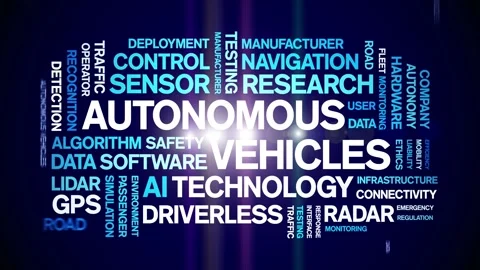 Autonomous Vehicles animated word cloud,... | Stock Video | Pond5