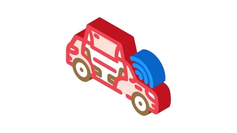 Autonomous vehicles industry 5 isometric icon animation Stock Footage 327280368