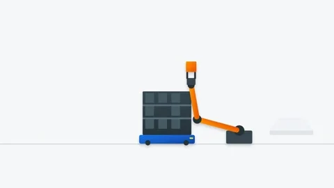 Autonomous Warehouse Logistics System with AGV Robot and Robotic Arm Pickin.. Stock-Footage 346130347