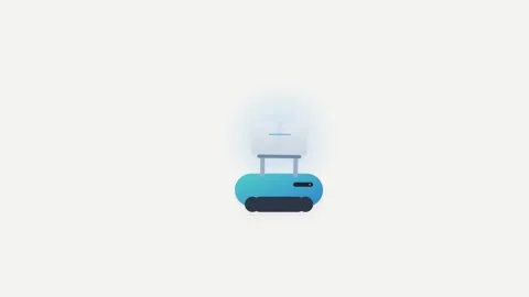 Autonomous Warehouse Robot Carrying Glowing Cargo Box with Teal Gradient Видео 346130885