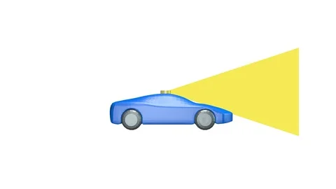Autonomous wireframe self driving car with lidar scan signal. 3d animation Stock Footage 100632661