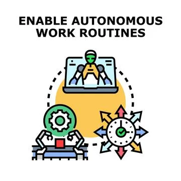 Autonomous work routines optimizing production and efficiency processes Stock Illustration