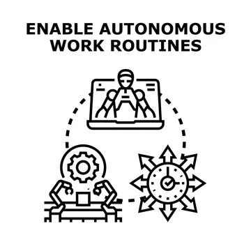 Autonomous work routines optimizing production and efficiency processes Illustrazione stock