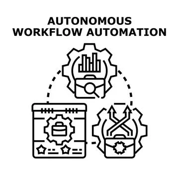 Autonomous workflow automation connecting business tasks and data Stock Illustration