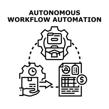 Autonomous workflow automation developing business process cycle 库存插图