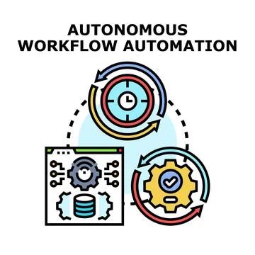 Autonomous workflow automation system managing business processes Stockillustratie