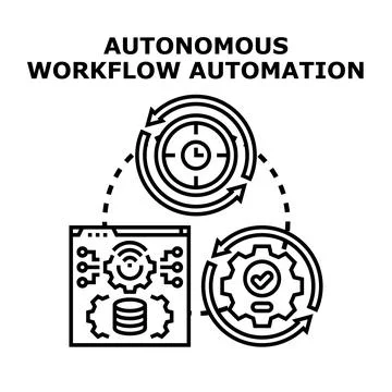 Autonomous workflow automation system managing business processes Stockillustratie