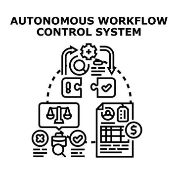 Autonomous workflow control system managing business processes Stock Illustration