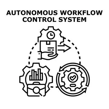 Autonomous workflow control system managing business process automation Stock Illustration