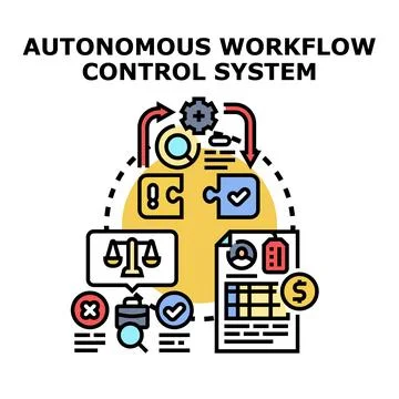 Autonomous workflow control system managing business processes Stock Illustration