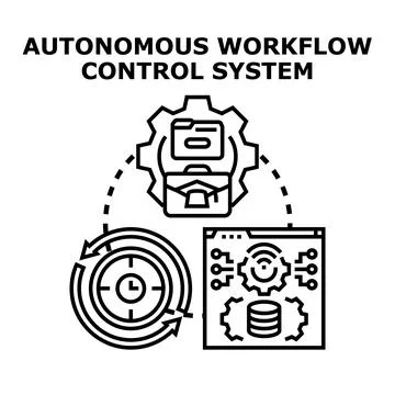 Autonomous workflow control system managing business process automation 스톡 일러스트