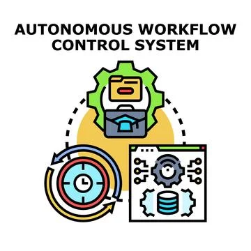 Autonomous workflow control system managing business process automation Stock Illustration