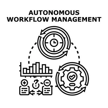Autonomous workflow management system optimizing business processes loop Stock Illustration