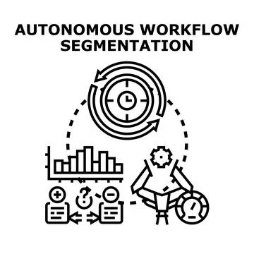 Autonomous workflow segmentation process and data management Stock Illustration