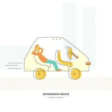 Autonomus self-driving car technology illustration Illustrazione stock