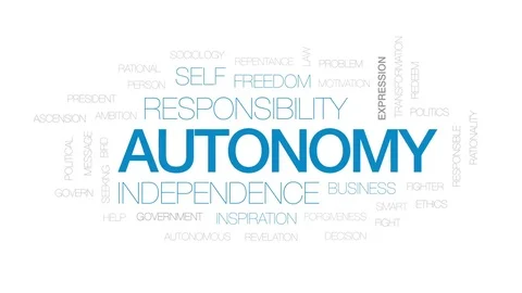 Autonomy animated word cloud, text design animation. Kinetic typography. Stock Footage 75066372