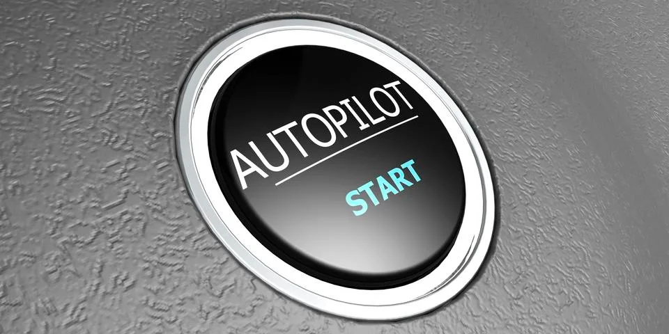 Autopilot button with metal ring Illustrazione stock