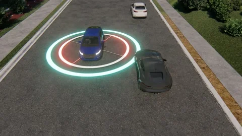Autopilot car gps for concept design. Self-parking car system, self-parking Vídeos de archivo 153601325
