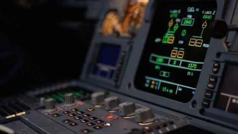 Autopilot control element of an airliner. Panel of switches on an aircraft Vidéo 81909985