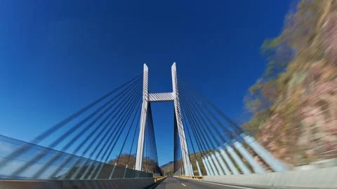 Autopista del Sol Driving Hyperlapse Crossing a Mountain Highway Bridge Stock Footage 340546261