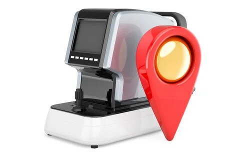 Autorefractometer with map pointer. 3D rendering Stock Illustration